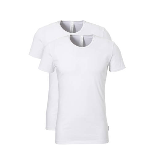 Sloggi Men Basic T Shirt Set Van 2 Wit sloggi kopen in de aanbieding