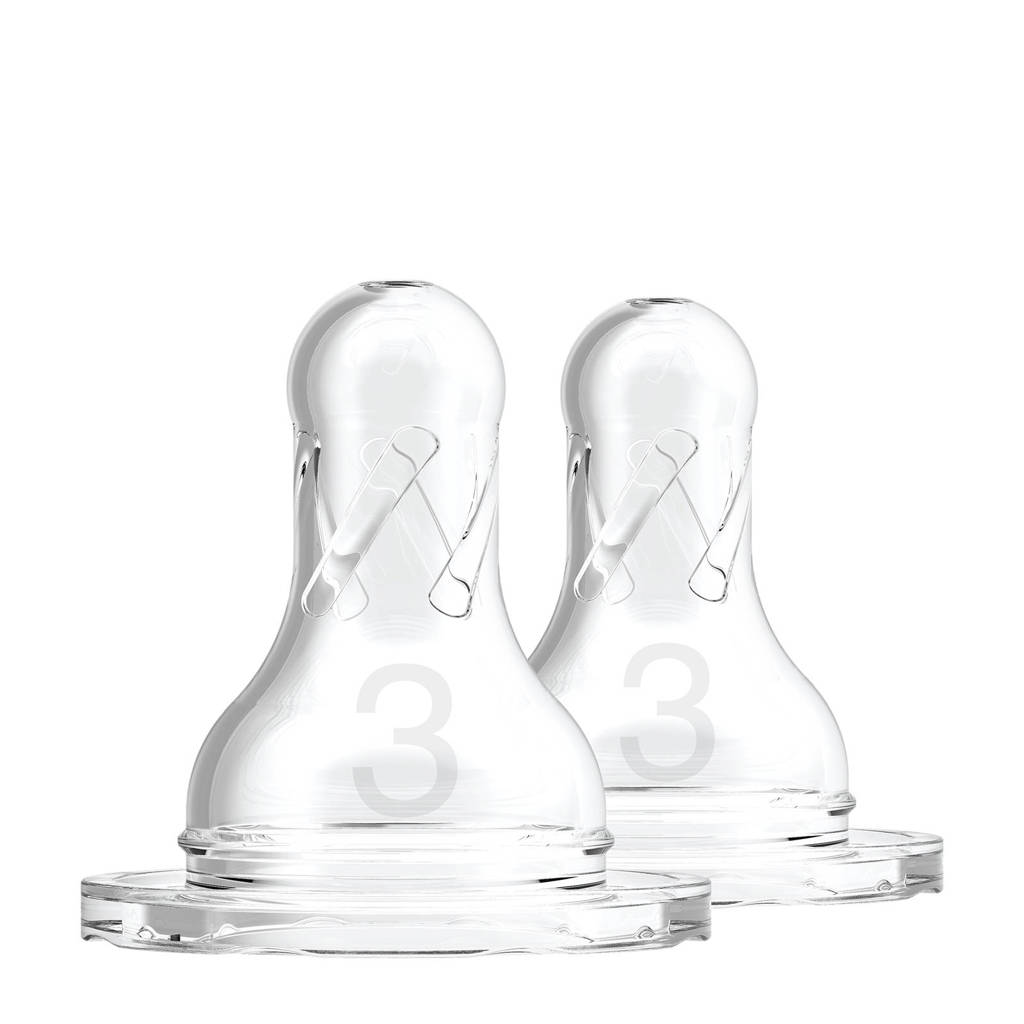 Dr. Brown's smalle hals fles speen fase 3 (2 stuks)