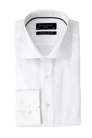 slim fit strijkvrij overhemd wit
