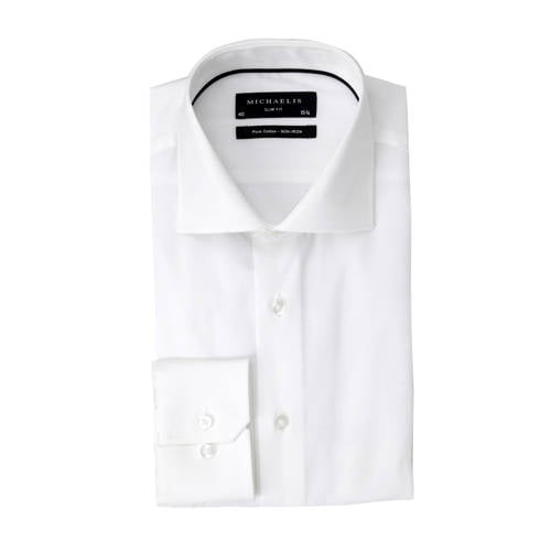 Michaelis slim fit strijkvrij overhemd wit afbeelding
