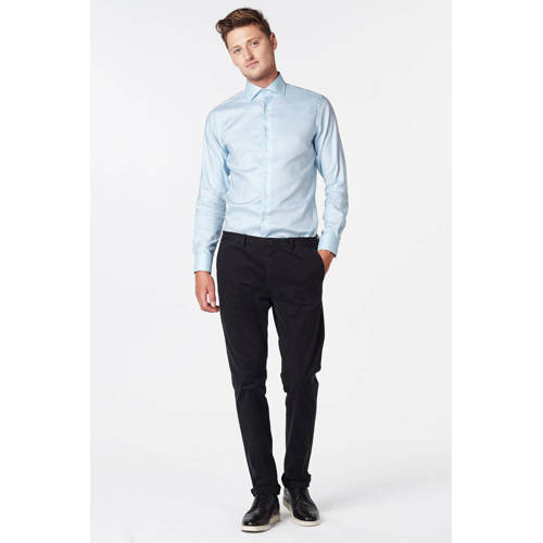 Michaelis slim fit strijkvrij overhemd lichtblauw melee afbeelding