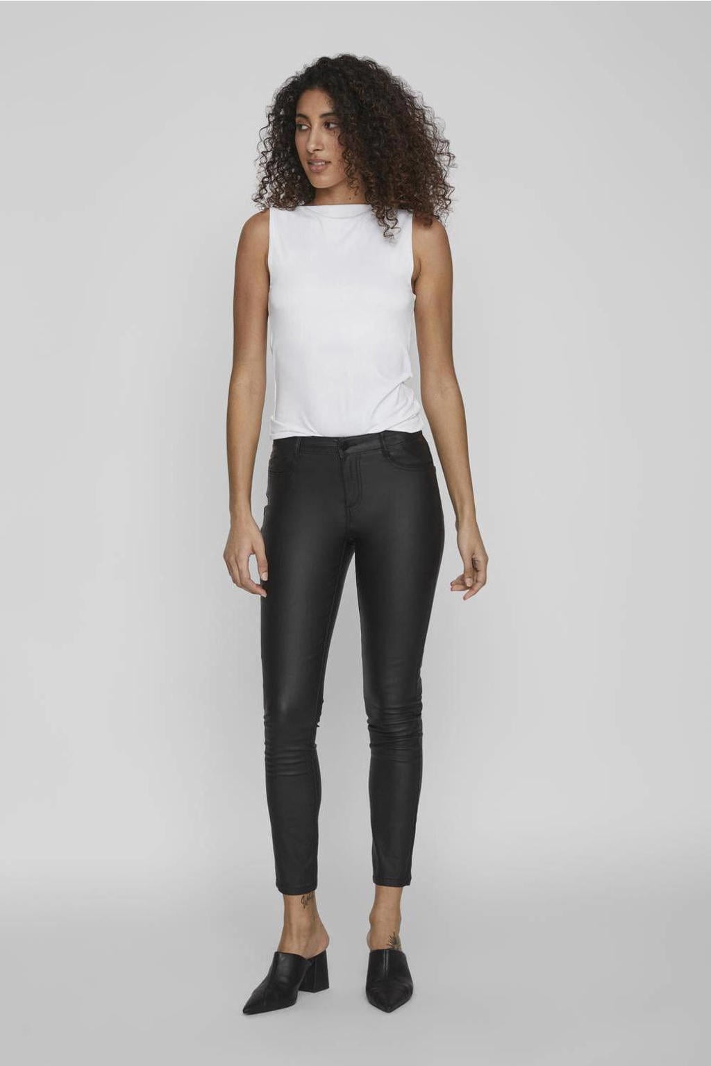 VILA coated broek VICOMMIT zwart