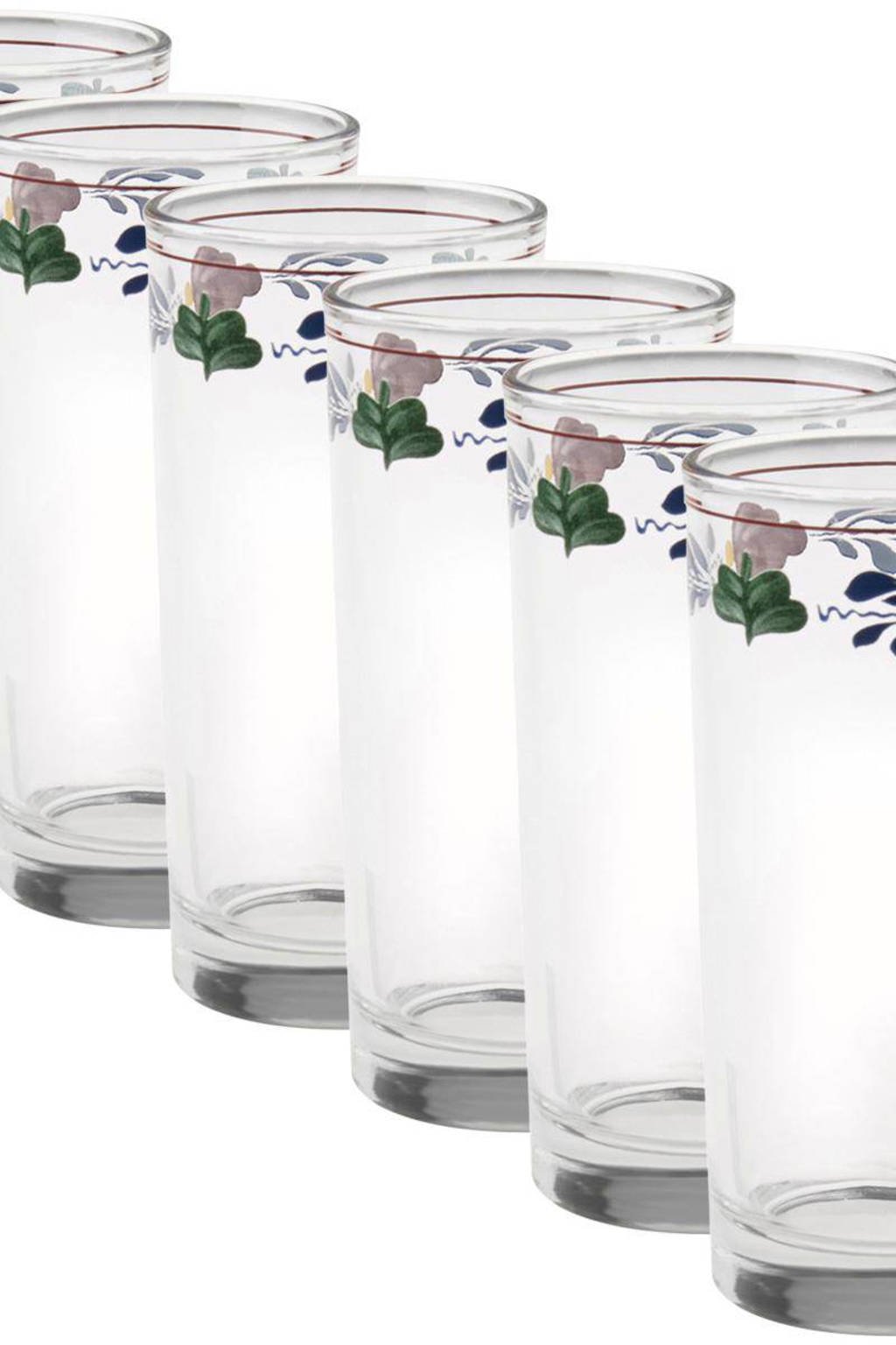 Boerenbont longdrinkglas (Ø6,5 cm) (set van 6), Transparant