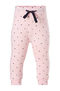 Roze meisjes Noppies newborn baby broek van katoen met regular waist, elastische tailleband en hartjesprint
