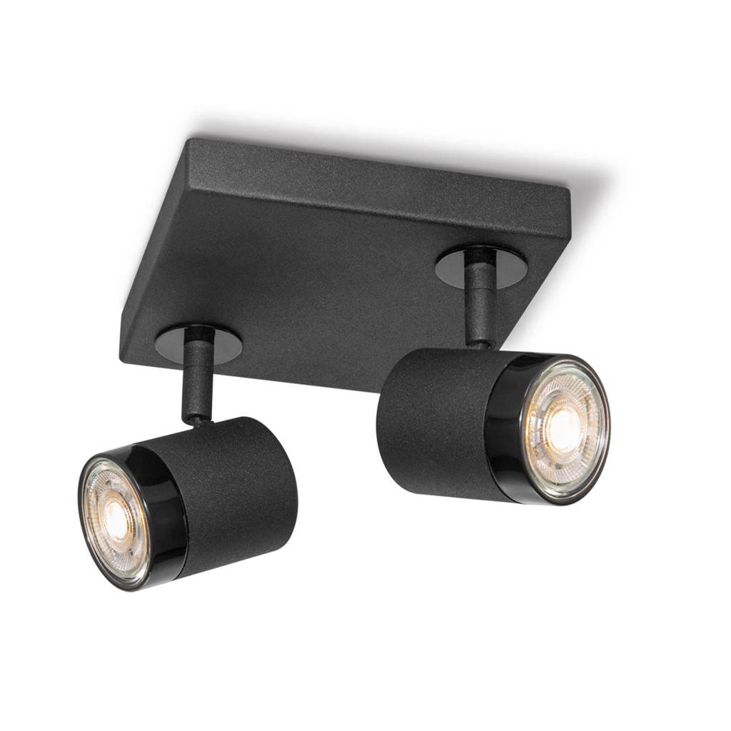 home sweet home LED opbouwspot Manu, Zand zwart/glanzend zwart