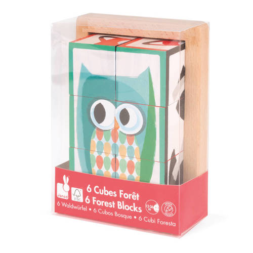 Janod Zigolos Bosdieren Houten Blokpuzzel 6 Stukjes janod kopen in de aanbieding