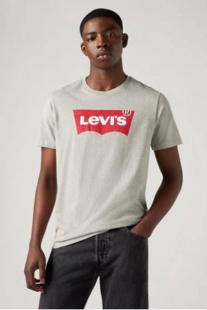 T-shirt met logo grijs melange