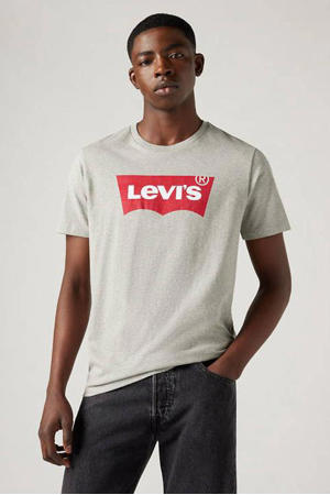 T-shirt  met logo grijs melange