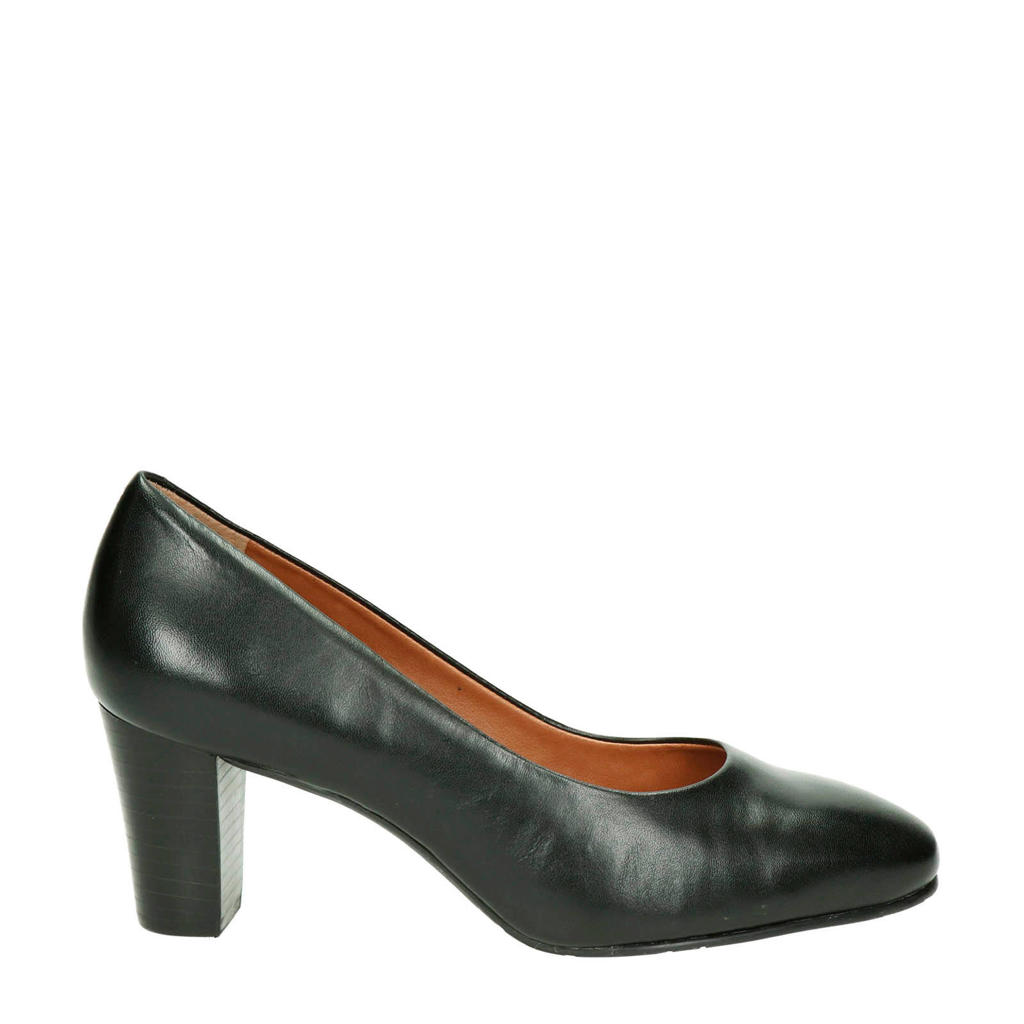Antraciete dames Nelson leren pumps van glad leer met blokhak