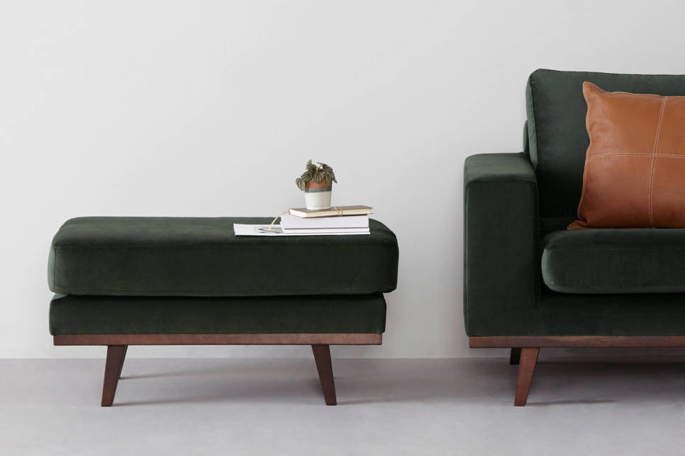 whkmp's own hocker Torino velours , Donkergroen (velours)