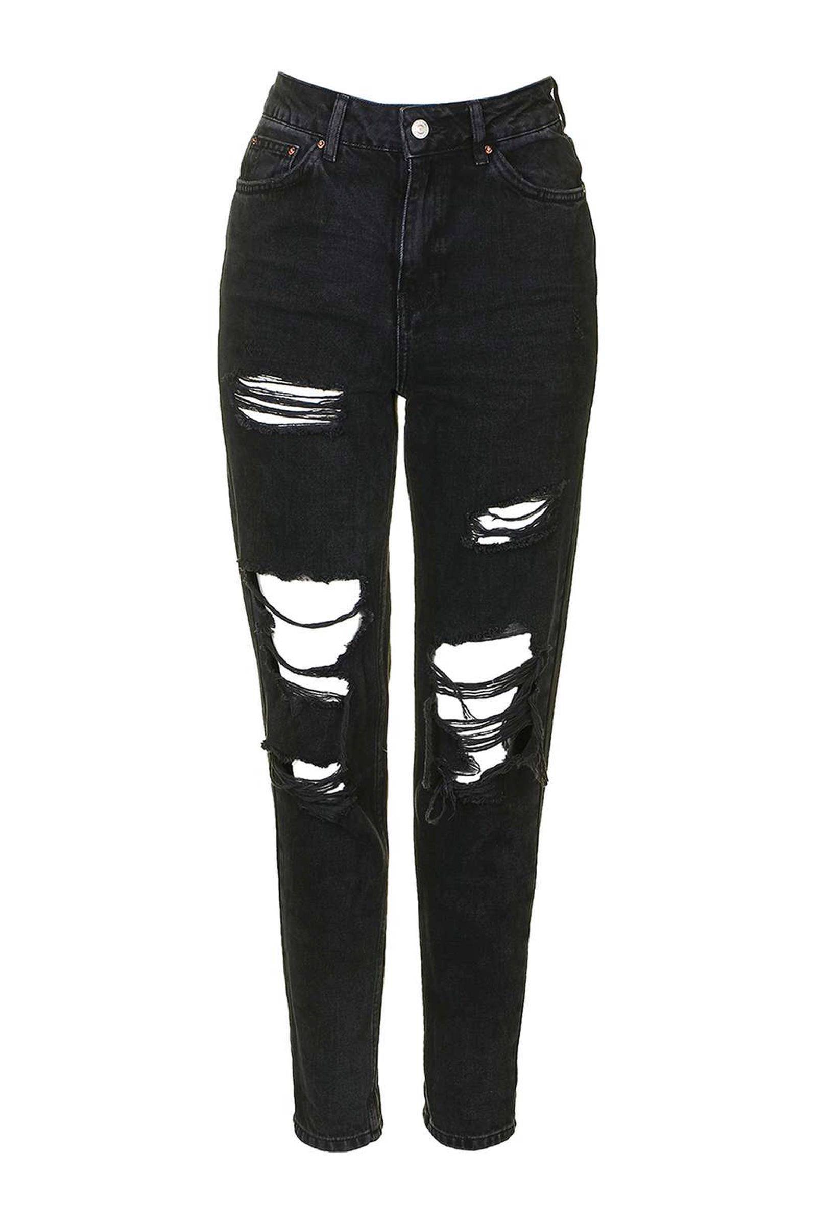 High waisted ripped jeans black Clearance