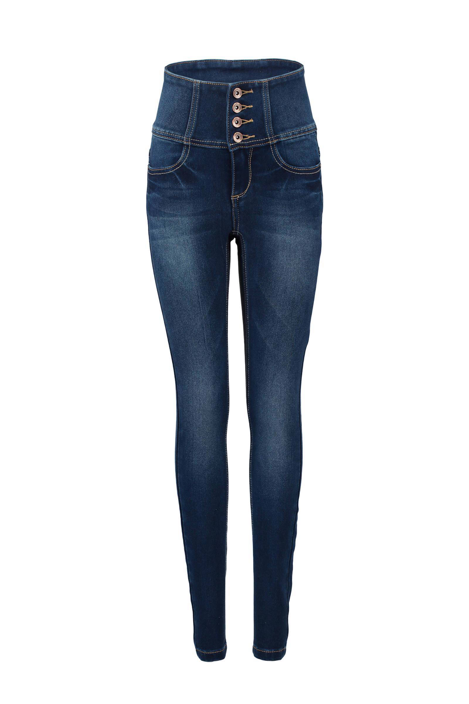 Flared high waist stretch jeans met gouden knopen - stone used denim - Muts  Fashion