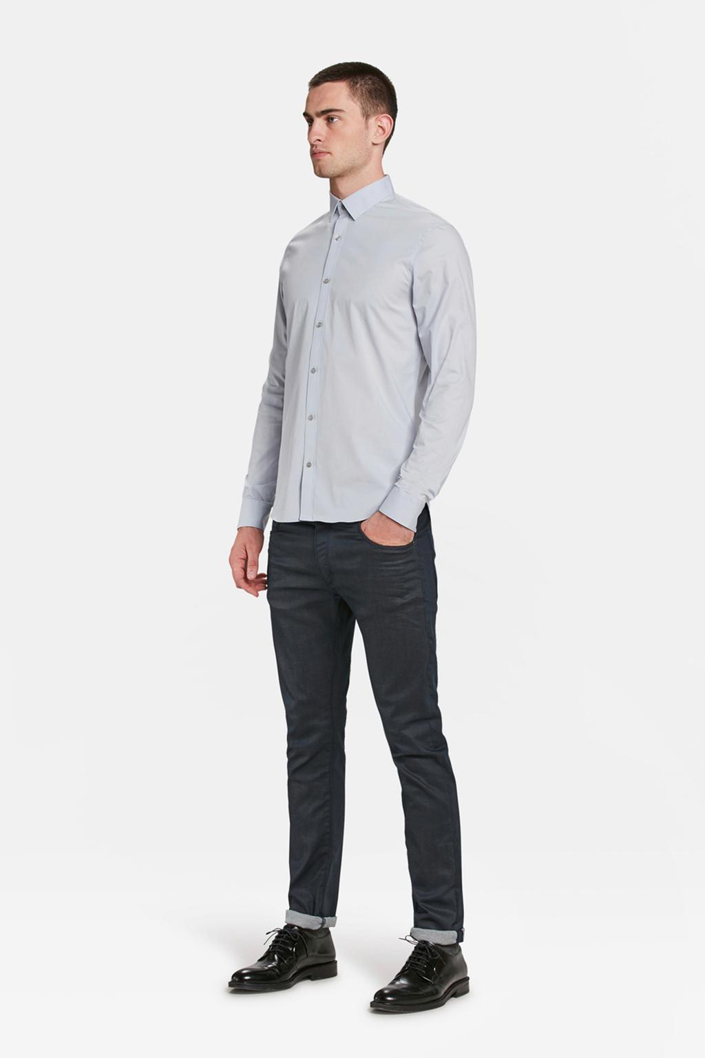 WE Fundamentals slim fit overhemd grijs