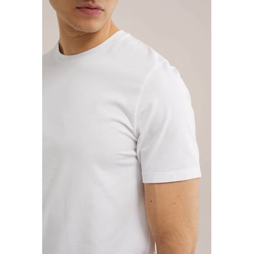 WE Fashion basic slim fit T-shirt white uni afbeelding