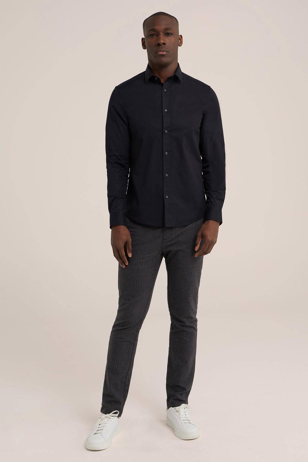 WE Fundamentals slim fit overhemd zwart