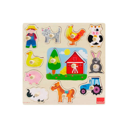 Goula Boerderij Houten Vormenpuzzel 12 Stukjes goula kopen in de aanbieding