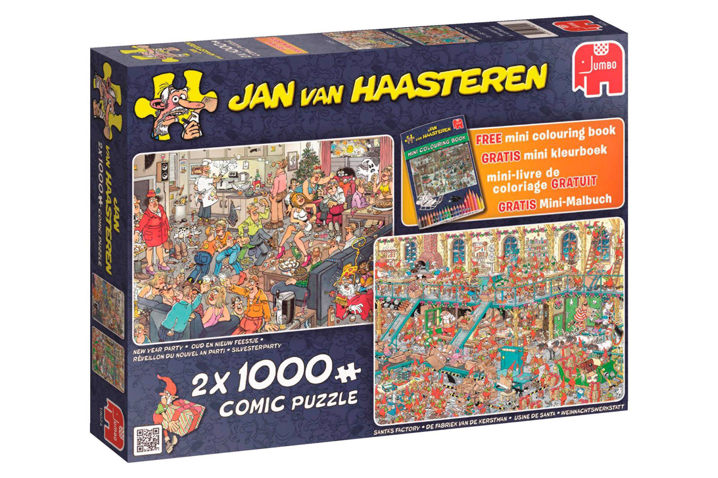 Gedetailleerd rand mannetje Jumbo Jan van Haasteren fijne feestdagen legpuzzel 1000 stukjes | wehkamp