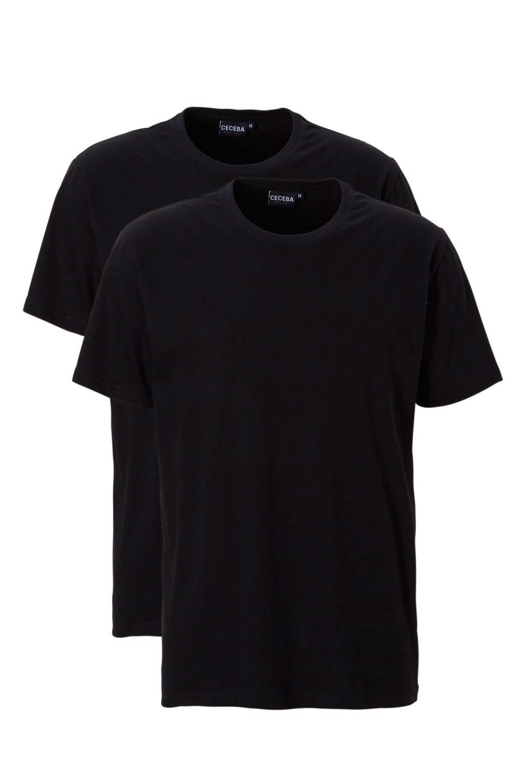 Ceceba +size basic t-shirt (set van 2) zwart, Zwart