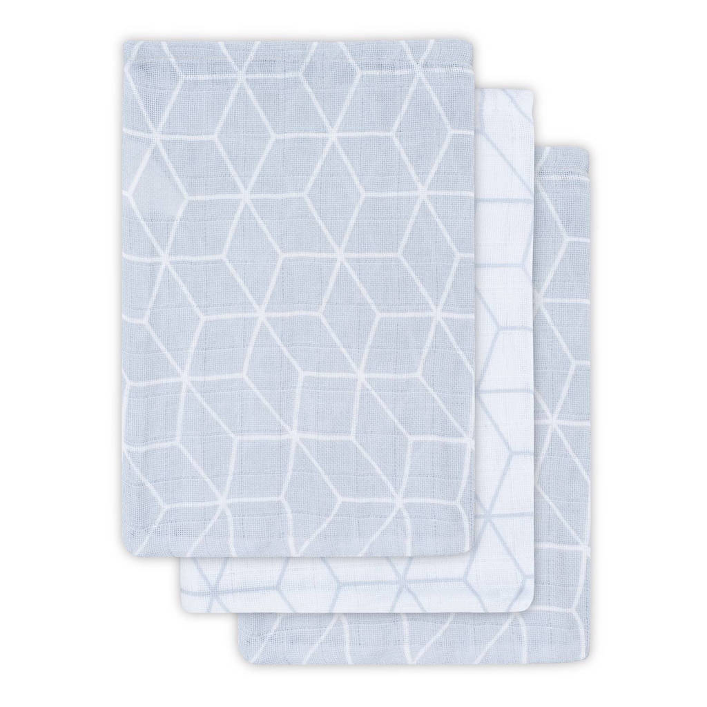 Jollein hydrofiel washandje Graphic grey 3-pack, Grey