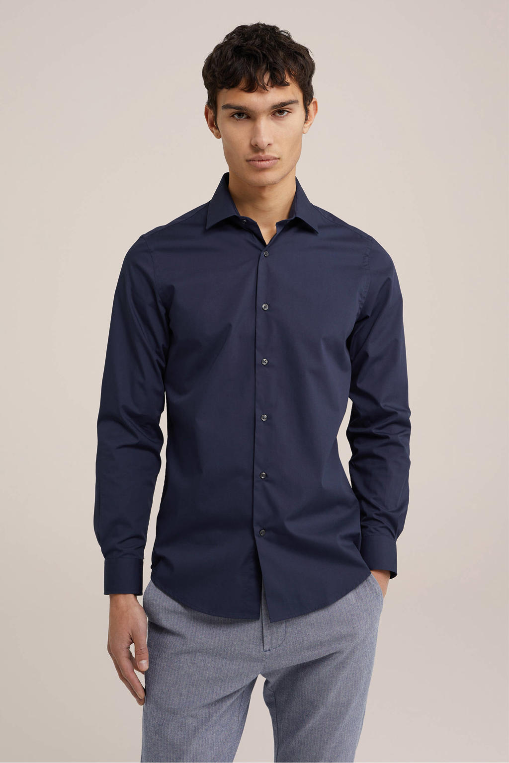 WE Fundamentals overhemd donkerblauw