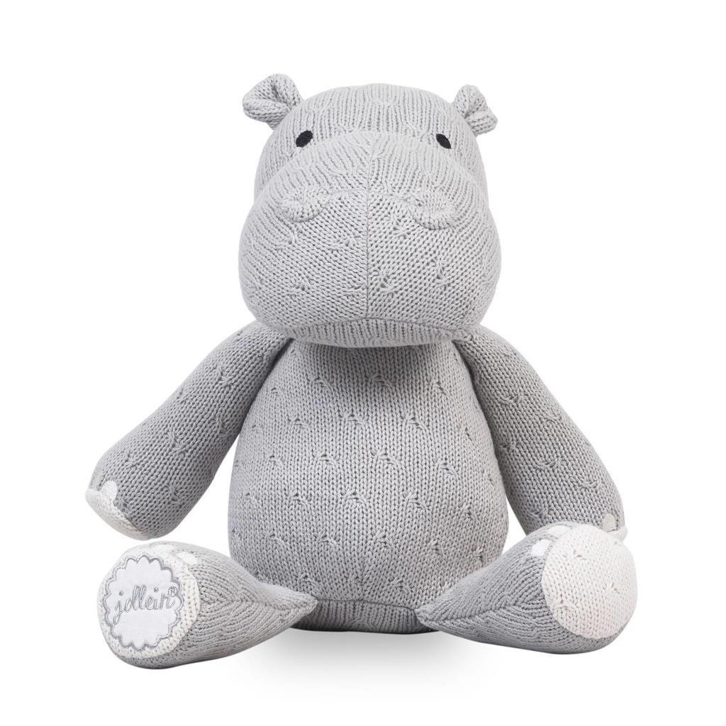 Jollein soft knit Hippo light grey knuffel 26 cm
