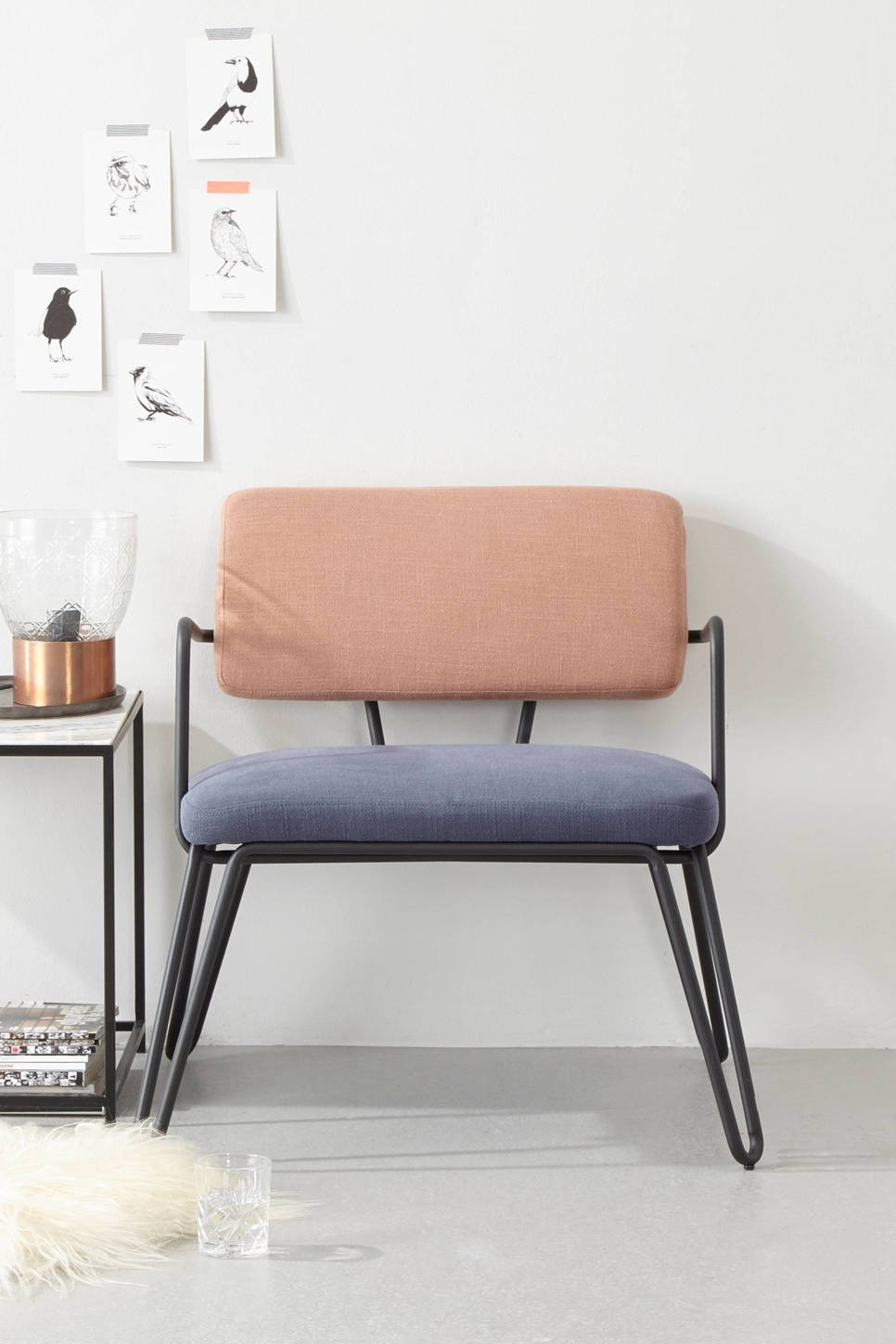 whkmp's own fauteuil Anna , Blauw, zalm