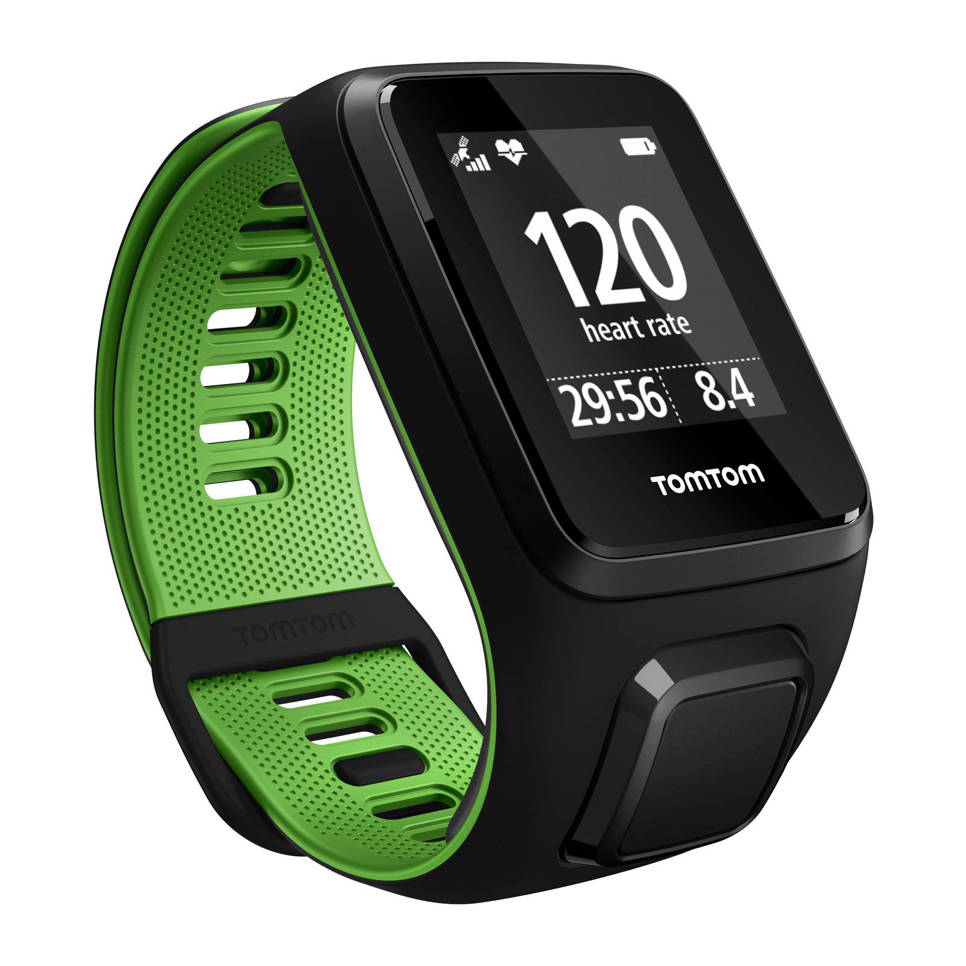TomTom Runner 3 Cardio GPS-horloge, Zwart, Groen