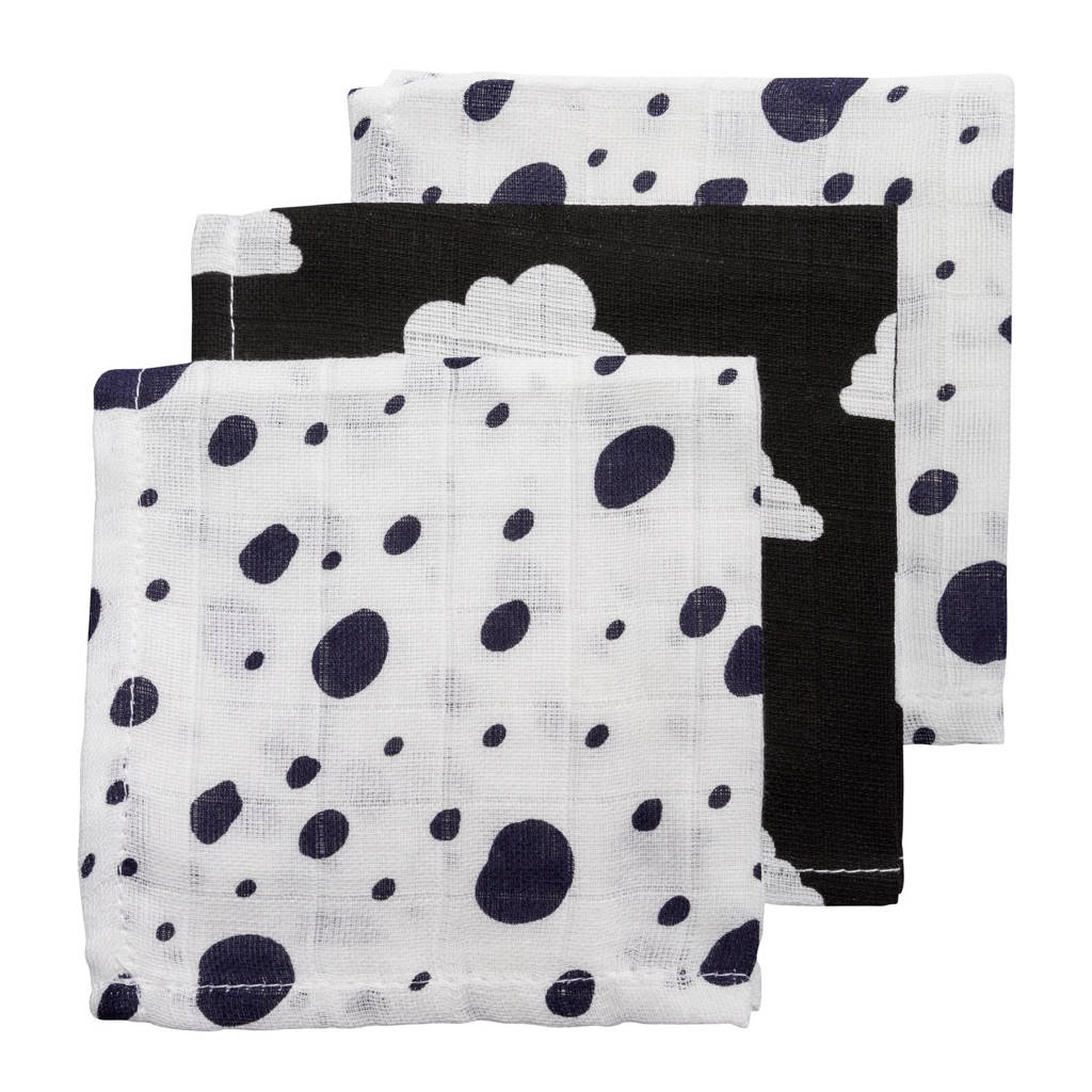 Meyco hydrofiele monddoekjes 30x30 cm (3 stuks) marine/zwart/wit, Marine/zwart/wit