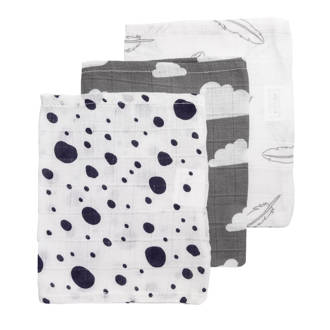 hydrofiele washandjes (3 stuks) marine/grijs/wit