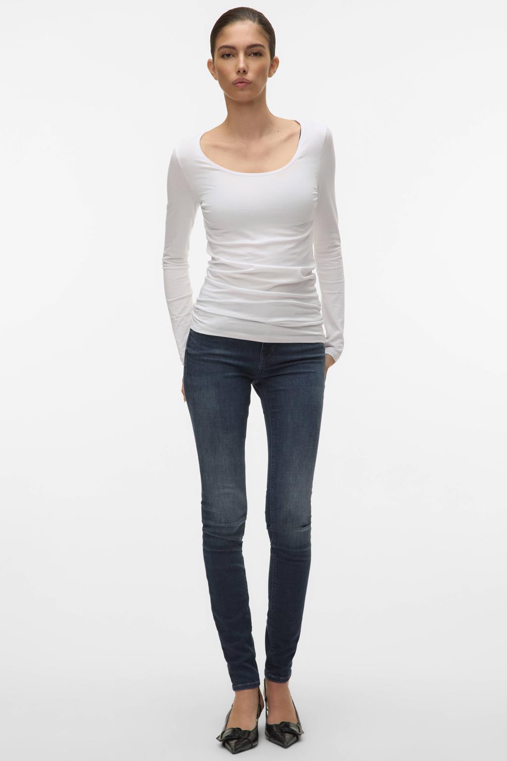 VERO MODA longsleeve VMMAXI van katoen wit