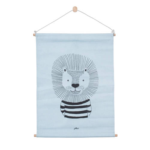 Jollein Poster 42X60Cm Canvas Wild Animals Soft Blue jollein kopen in de aanbieding