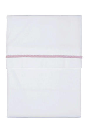 Knitted ledikantlaken wit/roze - 120x150 cm