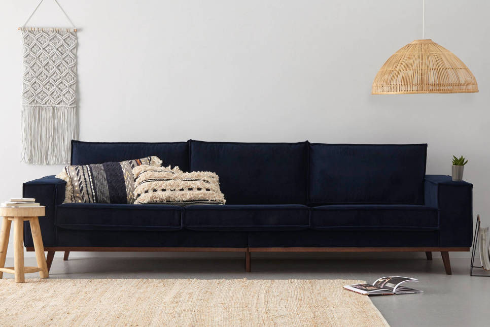 whkmp's own 4-zitsbank Verona velours , Donkerblauw (velours)