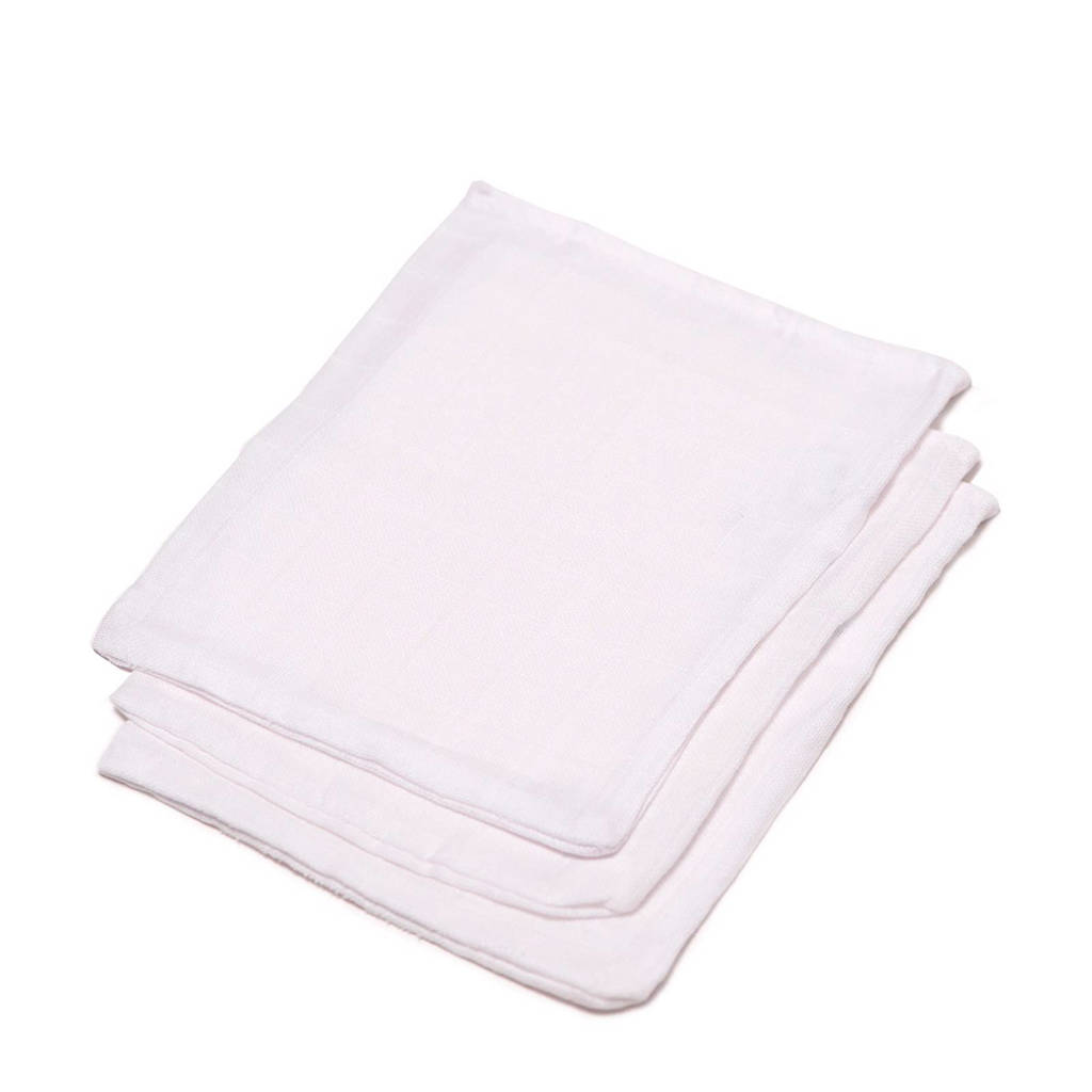 Briljant Baby hydrofiel washandjes 17x20 cm wit (3 stuks), Wit