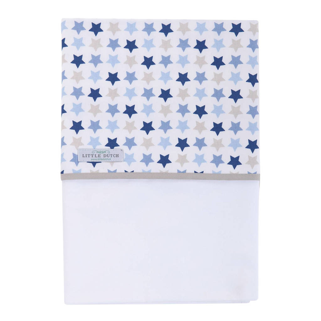Little Dutch ledikantlaken 110x140 cm mixed stars blue, Mixed stars blue