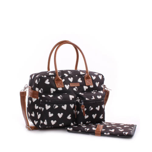 Kidzroom Care Black White Luiertas Hearts kidzroom kopen in de aanbieding
