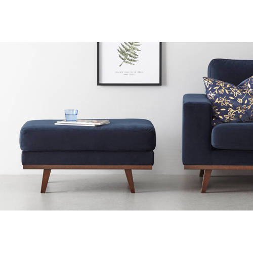 NOUS Living hocker Torino velours - Donkerblauw