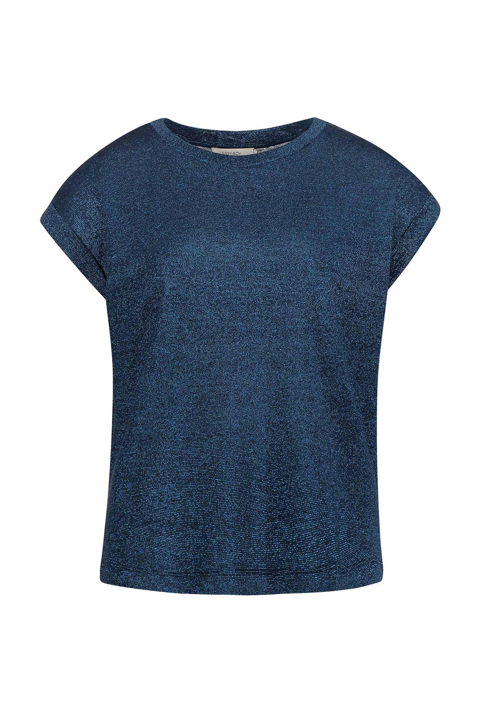 Glitter top ruche blauw | Shirts \u0026 Tops | SASMODE.NL