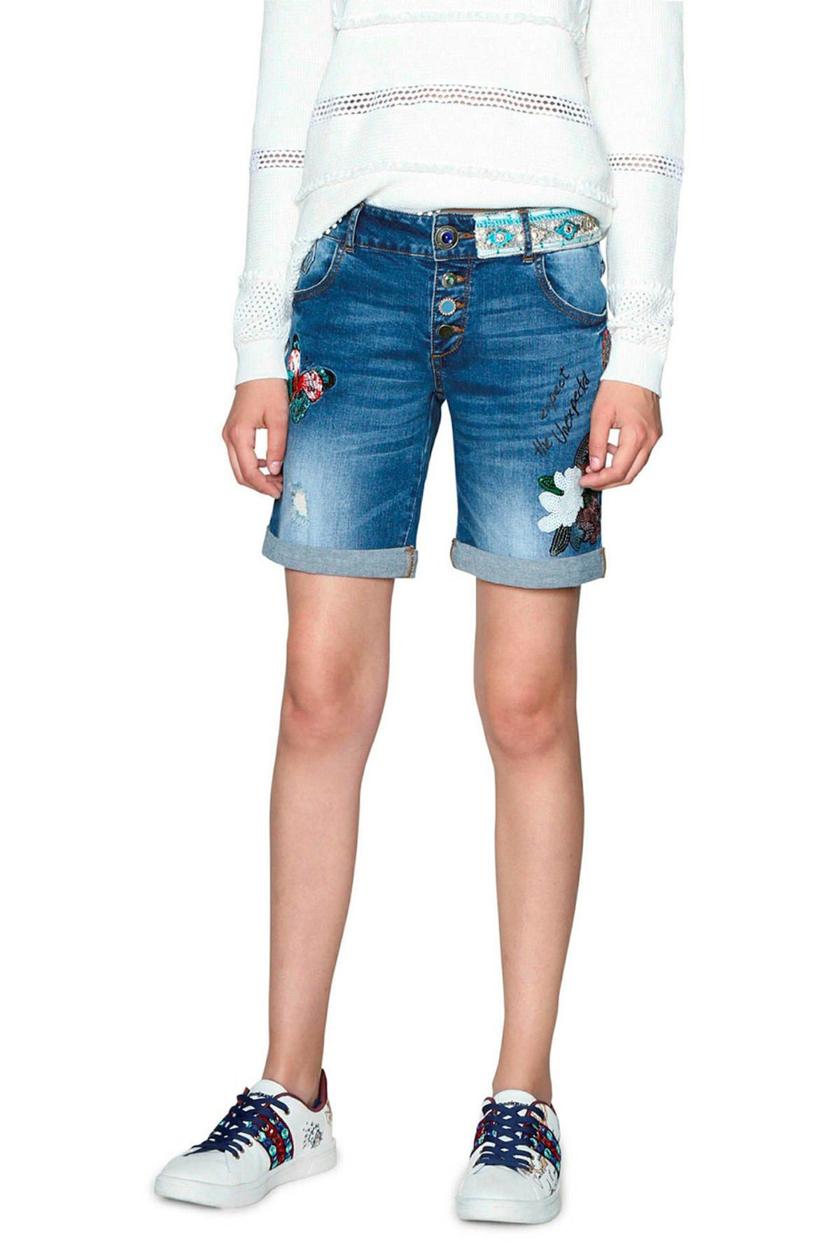 Desigual jeans short pailletten borduursels | wehkamp