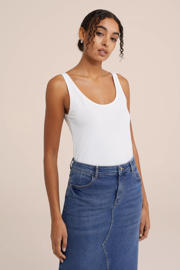 thumbnail: Witte dames WE Fashion singlet katoen met ronde hals
