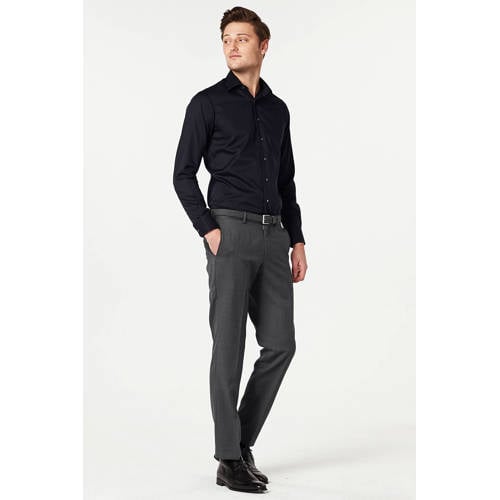 Michaelis slim fit strijkvrij twill overhemd zwart afbeelding
