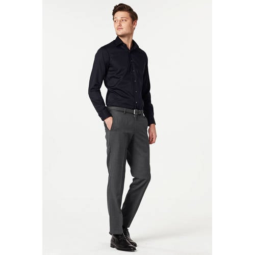 Michaelis slim fit strijkvrij twill overhemd zwart afbeelding