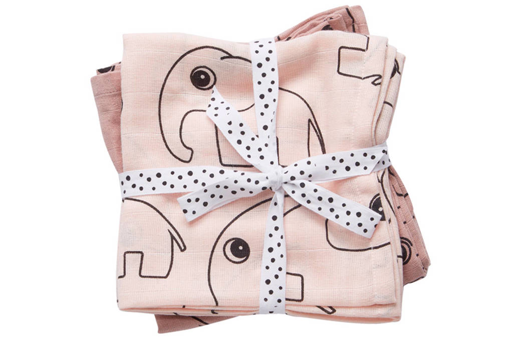 Done by Deer Contour hydrofiele monddoekjes 70x70 cm (2 stuks) roze, Roze