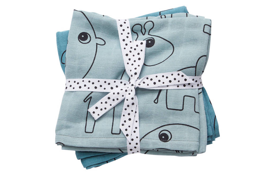 Done by Deer Contour hydrofiele monddoekjes 70x70 cm (2 stuks) blauw, Blauw