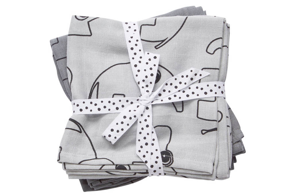 Done by Deer Contour Swaddle hydrofiel 120x120 cm (2 stuks) grijs, Grijs