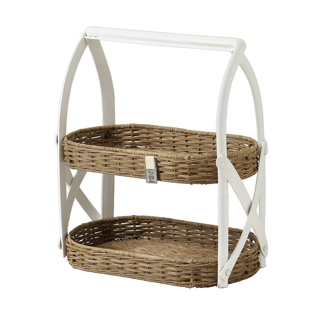 Riviera Maison keukenorganiser Beach House (2-laags), Bruin/wit