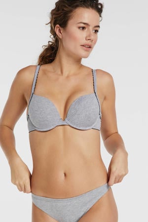basic katoenen push-up bh grijs