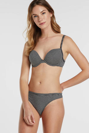 gestreepte basic katoenen push-up bh grijs/zwart