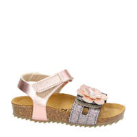 Roze meisjes Nelson Kids sandalen met glitters van imitatieleer met profielzool en klittenband