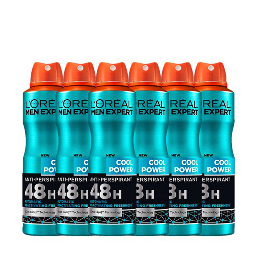 L'Oréal Paris Men Expert 48H Cool Power deodorant - 6 x 150 ml - voordeelverpakking